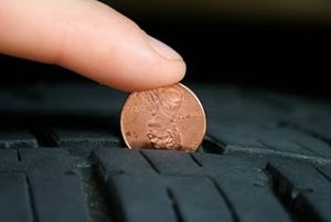The tire tread depth penny test