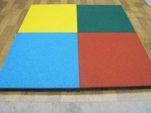 Rubber flooring tiles