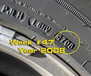 Date code on a tire sidewall.