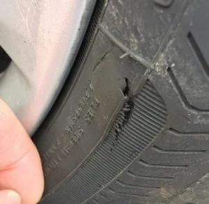 Tire sidewall damage 