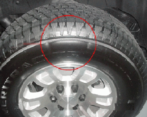 car tire - indention