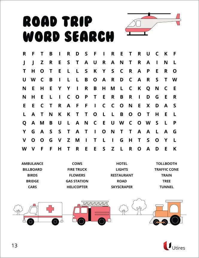 Road Trip Word Search