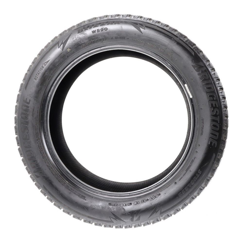 Set of (4) Used 215/55R17 Bridgestone Blizzak WS90 Studless 94H - 6.5-8/32 - Image 3