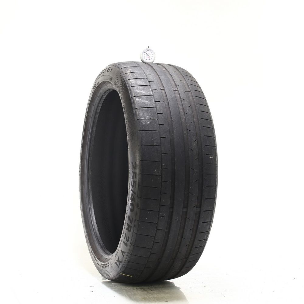 Set of (2) Used 255/40ZR21 Continental SportContact 6 102Y - 5-6/32 - Image 1
