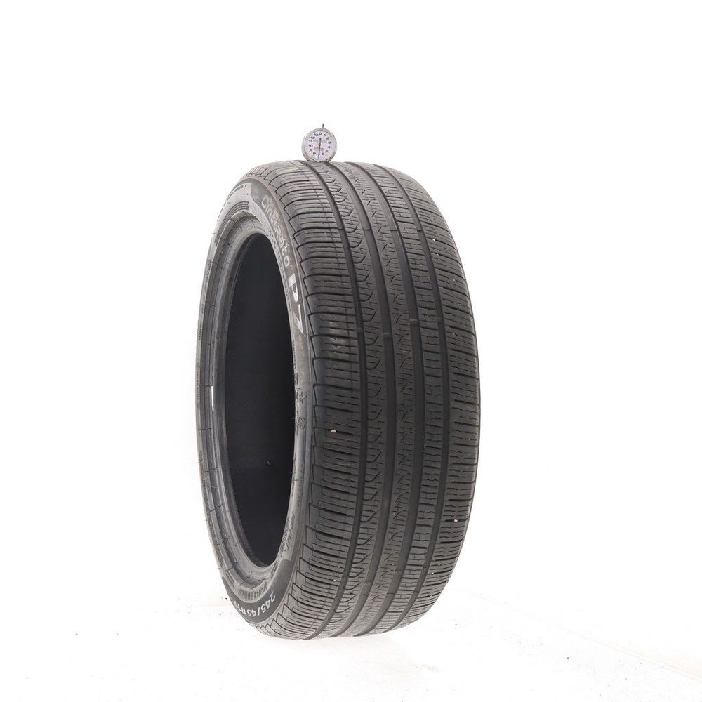 Set of (2) Used 245/45R19 Pirelli Cinturato P7 Run Flat 102V - 7-8/32 - Image 1