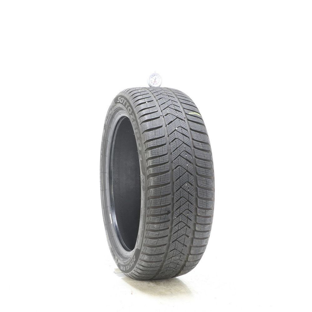 Set of (2) Used 225/45R18 Pirelli Winter Sottozero 3 Run Flat 95V - 7.5-8.5/32 - Image 1