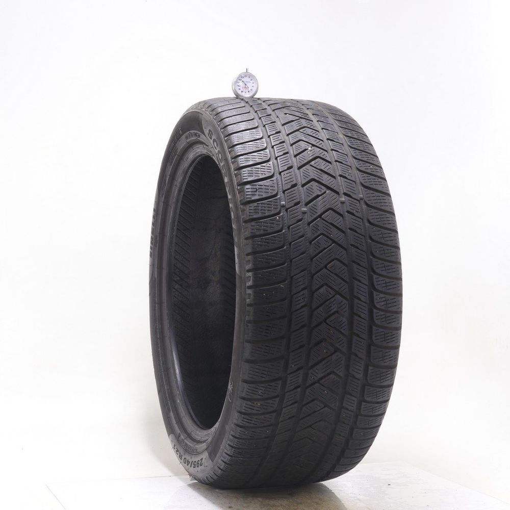 Set of (2) Used 295/40R21 Pirelli Scorpion Winter 111V - 5-6/32 - Image 1