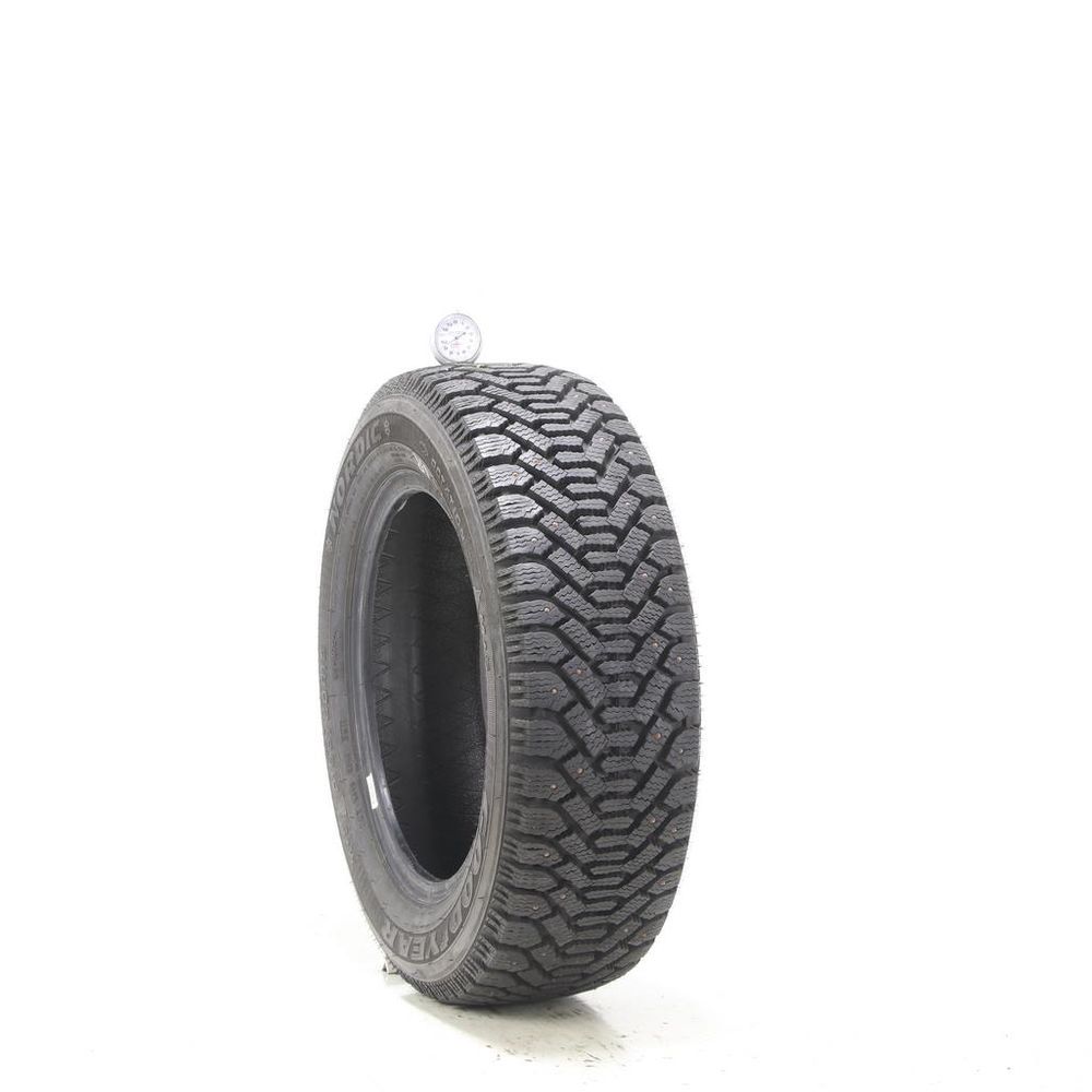 Set of (2) Used 195/60R15 Goodyear Nordic Winter Studded 87S - 9.5-10/32 - Image 1