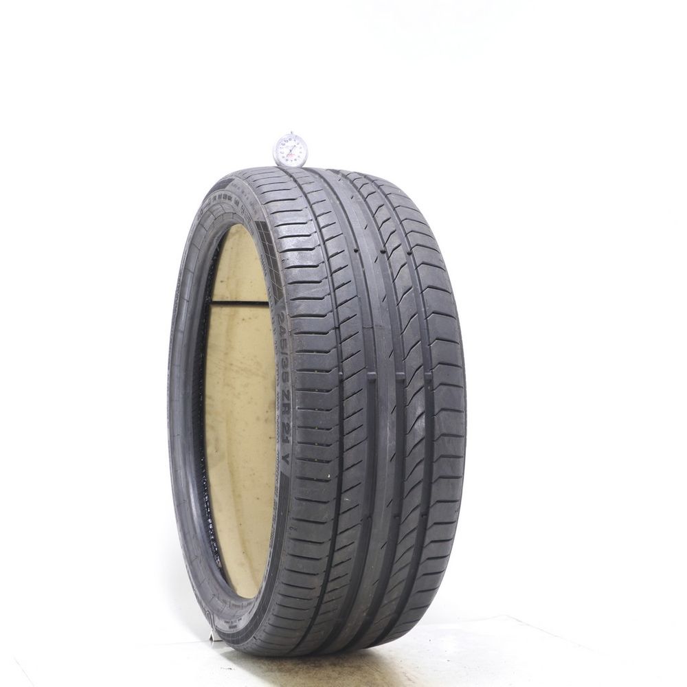 Set of (2) Used 245/35ZR21 Continental ContiSportContact 5P TO ContiSilent 96Y - 8.5-9.5/32 - Image 1