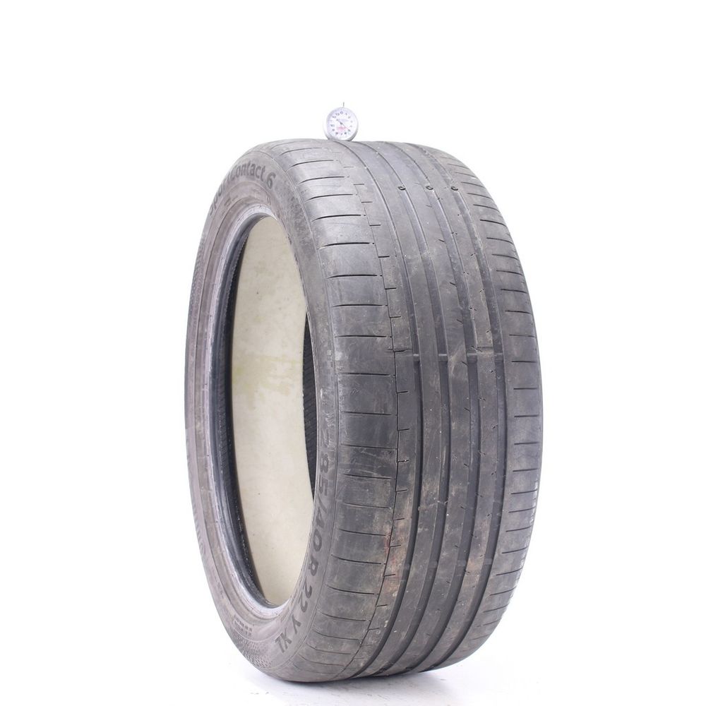 Set of (2) Used 285/40R22 Continental SportContact 6 AO ContiSilent 110Y - 5-6.5/32 - Image 1